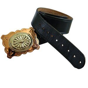 VTG Wackenhut Top Grain Cowhide Genuine Leather Belt with Large Buckle USA 38